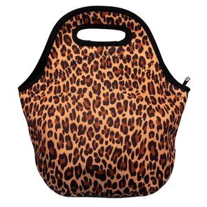 LIB Brown‎ Leopard Print Neoprene Lunch Bag NWT